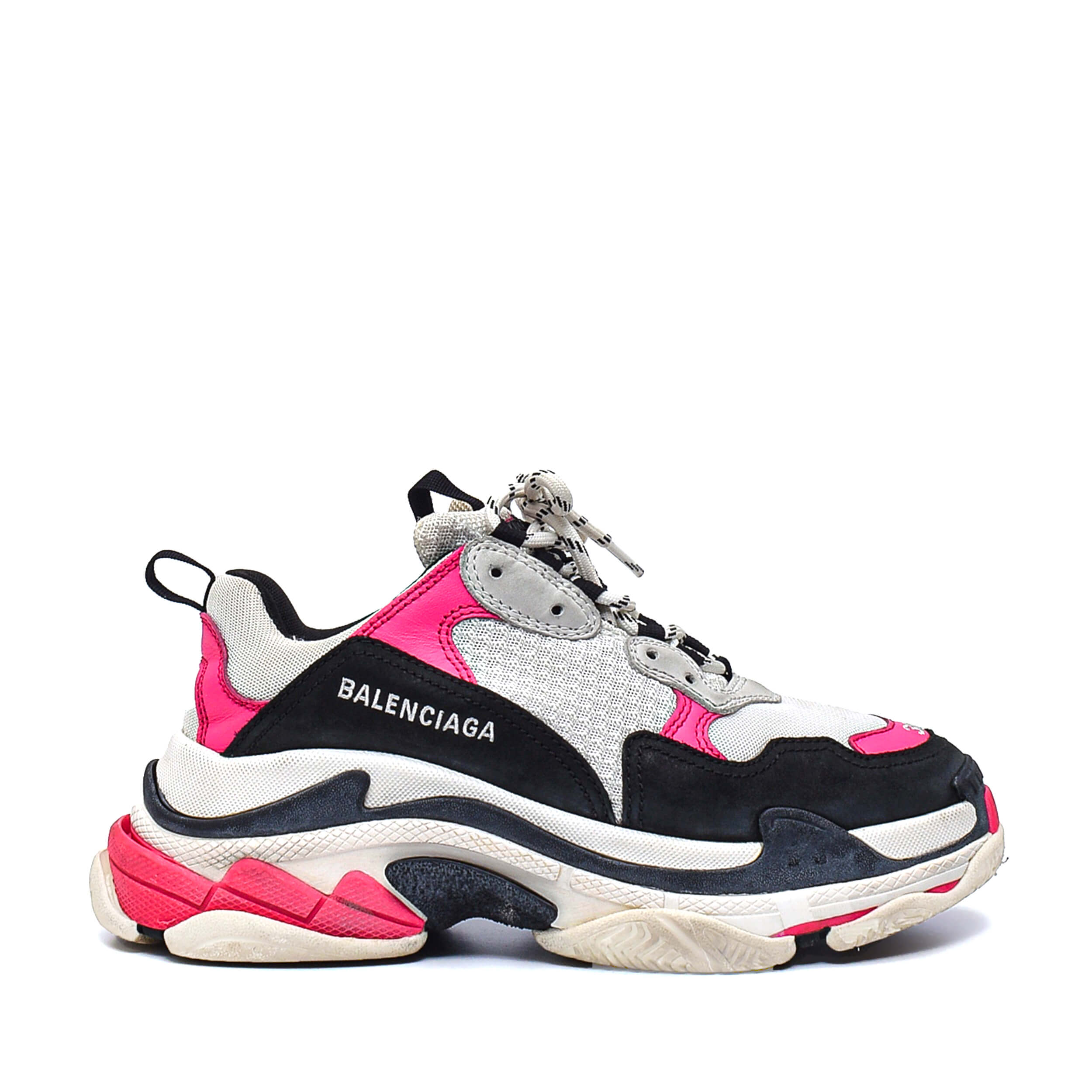 Balenciaga- Black/Pink Triple S Sneakers